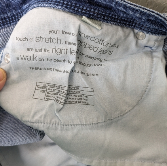 J. Jill Cropped Jeans 18 Embroidered Floral Boho Cottagecore Casual Denim - Picture 9 of 11